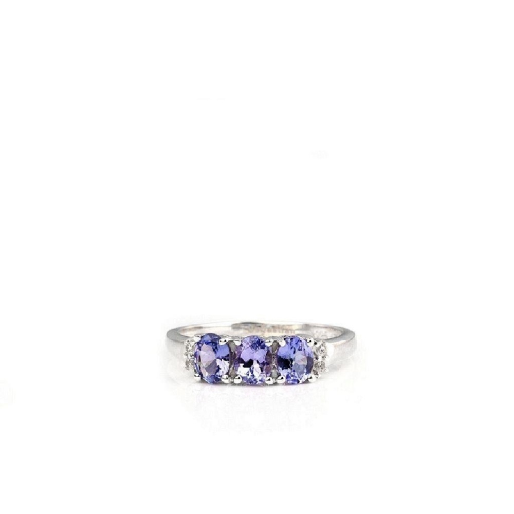 🔵🟣🦋tanzanite and white topaz platinum ring